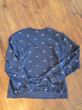 Men's Navy All-Over Logo Crewneck Sweatshirt